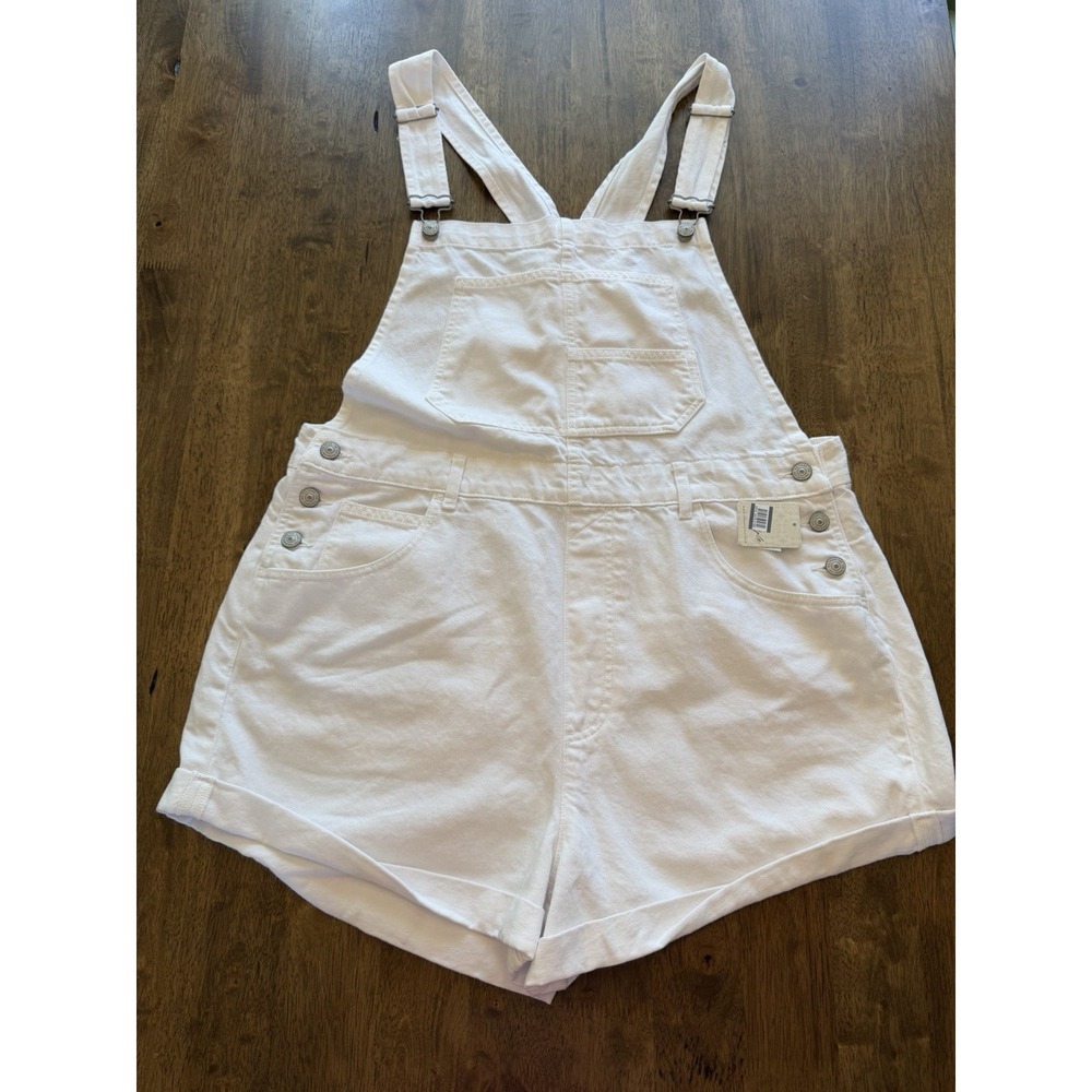 Free People NWT We The Free Ziggy Denim Shortalls White XL
